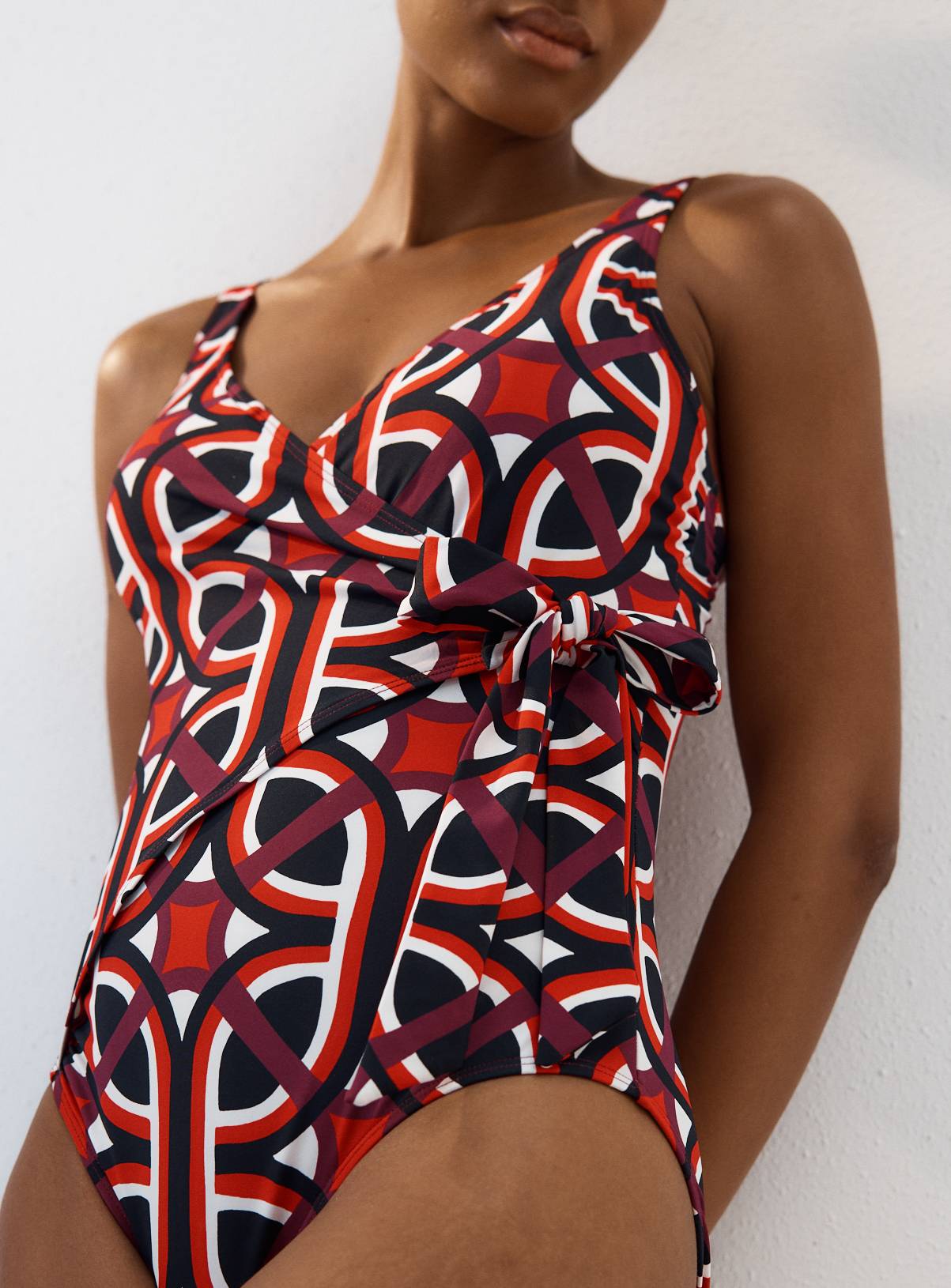 Geo Print Wrap Front Swimsuit 14 - Image 2